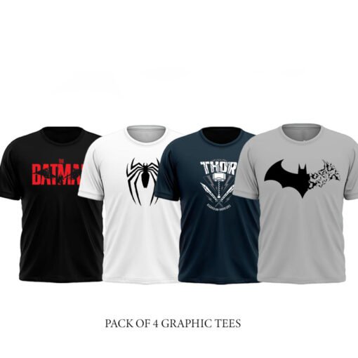 Pack of 4 Premium Printed T shirt For Men