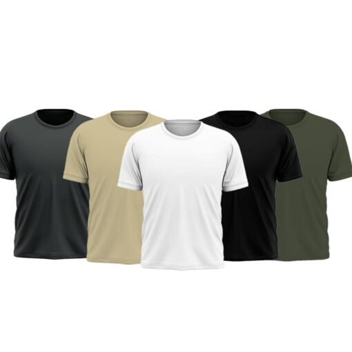 Pack of 5 Plain Half Sleeves T shirt For Men