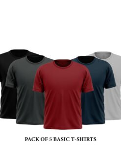 Pack of 5 Plain Half Sleeves T shirt For Men