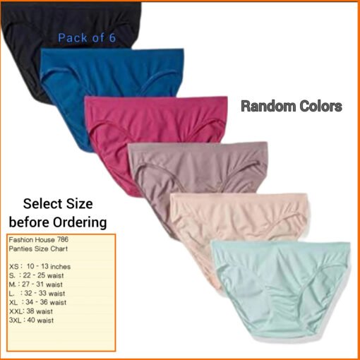 Undergarments For Women Pack of 6 Panties Soft Cotton Underwear Panties For Women & Girls Multi Color